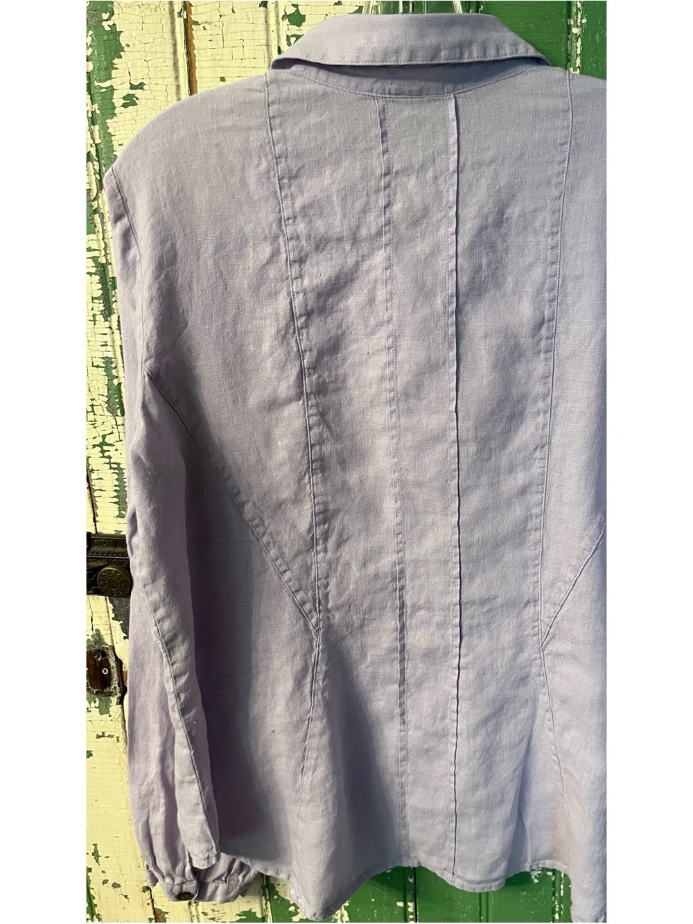 Linen J Jill Blouse Tailored Lavender Button-Up size Medium